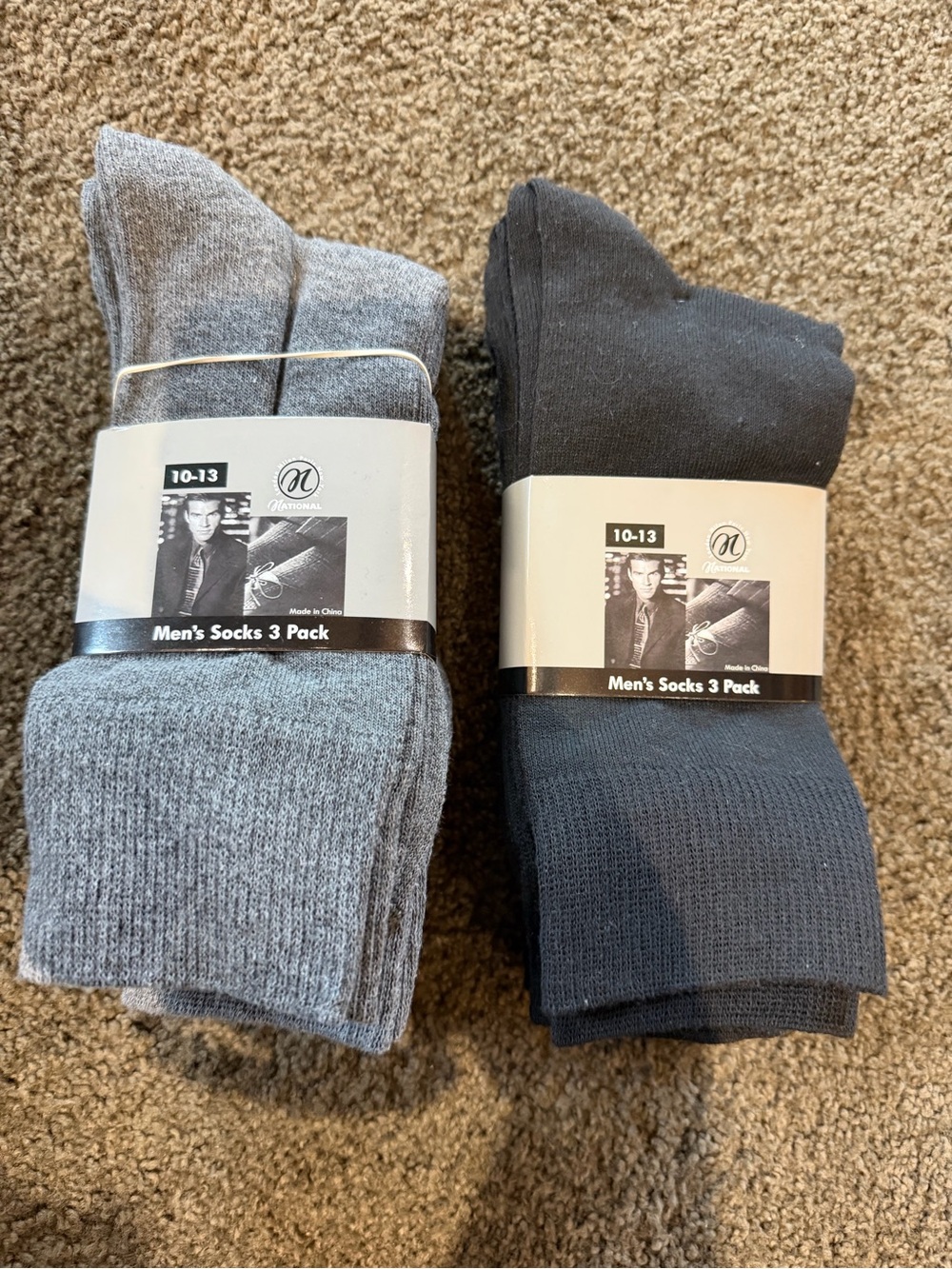 Men's 3-Pack Dress Crew Socks - Gray & Black Sz 10-13